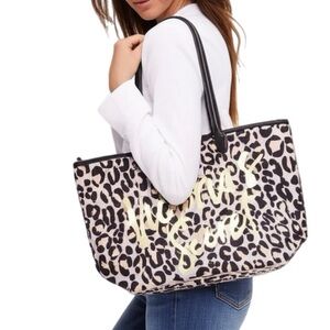 Victoria's Secret AUTHENTIC Leopard Print Tote with Gold Foil NWT